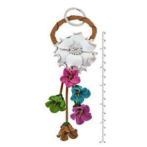 Floral Paradise echt weiß Leder Schlaufe Schlüsselanhänger KeyFinder - Bild 1 von 3