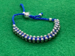 PULSERA AMISTAD LINKS OF LONDRES PLATA ESTERLINA CUENTAS AZULES NUEVO - Imagen 1 de 2