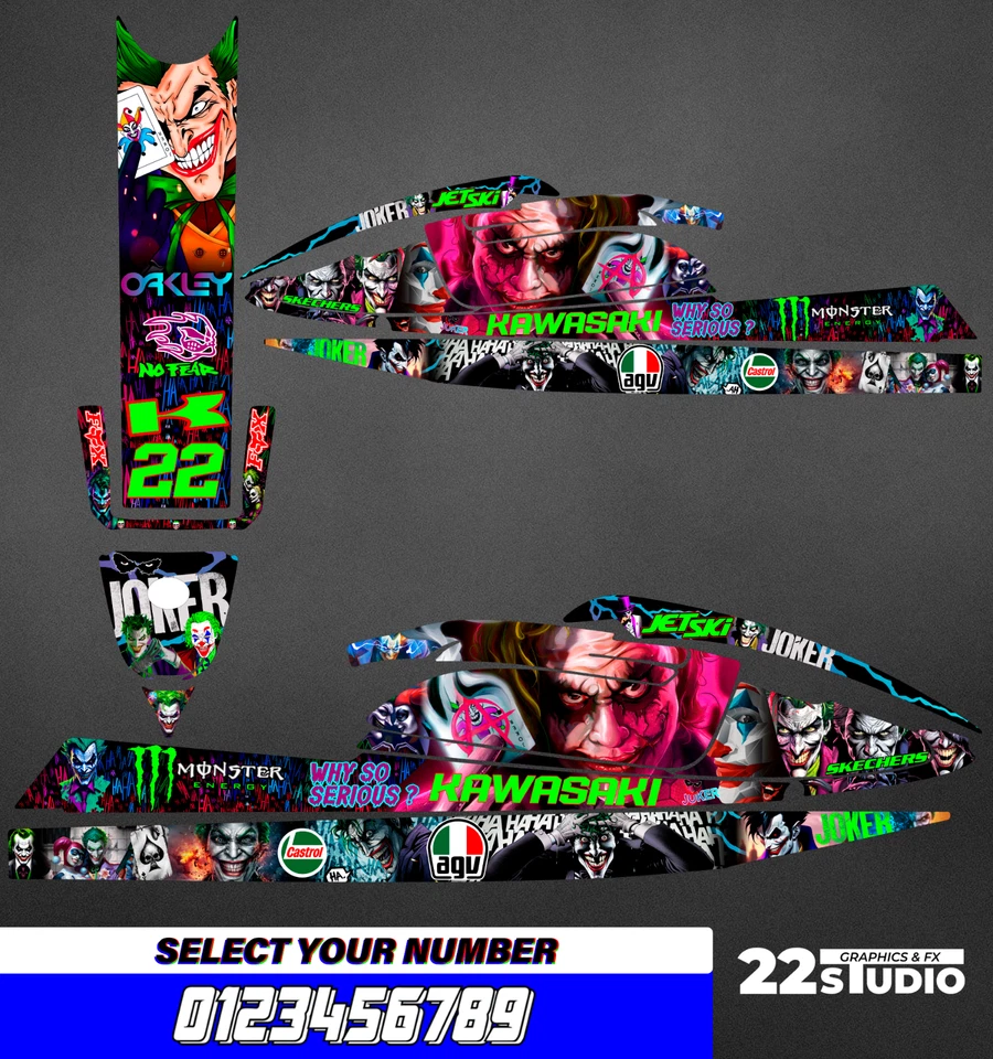 Jet Ski Graphics Kit Decals Wrap For Kawasaki 750 SX 1992-1998 stickers - Image 1 of 1
