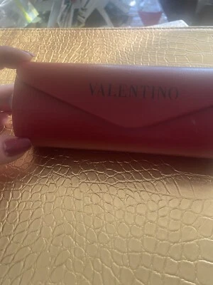 Valentino Garavani Red Hard Sunglass Eye Glass Case Magnetic Snap Close Leather - Image 1 of 4
