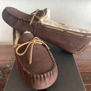 UGG OLSEN SLIPPER MOCCASIN ESPRESSO SUEDE WOOL LOAFER MENS US 11 NWB - Picture 1 of 4