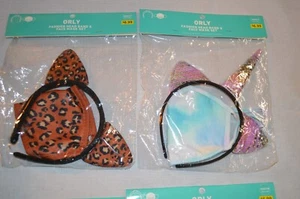 Sie wählen Erwachsenenmode STIRNBAND & Gesichtsmaske Set EINHORN Pailletten oder braun schwarz OHR - Bild 1 von 5