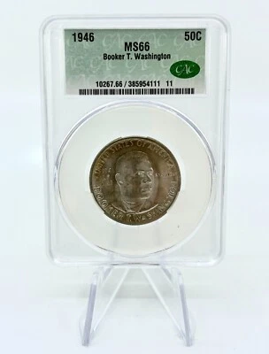 1946 CAC MS66 Booker T Washington Half Dollar - Image 1 of 2