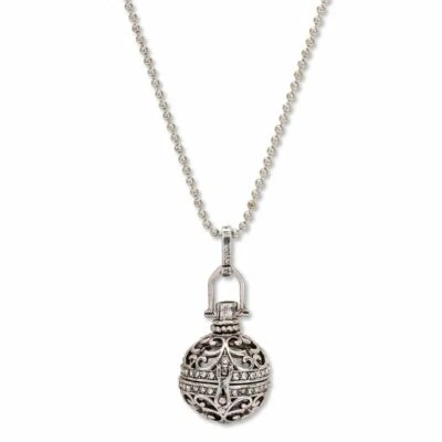 Collana Chiama Angeli Bola Messicana Traforata color argento sfera bianca - Immagine 1 di 2