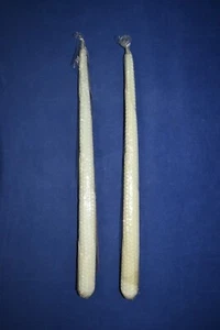 Juego de 2 candelabros blancos peine miel cónico vintage - Imagen 1 de 6