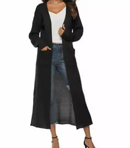 Hot Women‘s Long Sleeve Full Length Cardigan Duster Open Front Sweater Coat - Picture 1 of 29