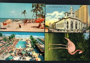 #784j (4) piezas Florida RARO Coral Flamingo Gesu Iglesia Católica Surfcomber Hotel - Imagen 1 de 2