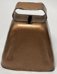 Vintage Cowbell Copper Colored Metal 3” x 2.75” x 2.25” - Picture 1 of 5