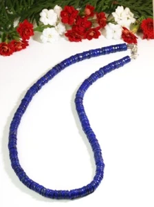 Natural Lapis Lazuli Smooth Tyer Shape Gemstone Beaded Necklaces 18" Men & Women - Picture 1 of 17