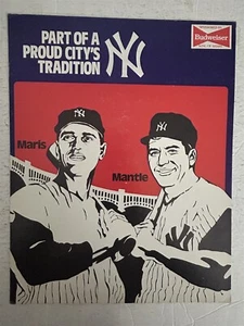 NEW YORK Yankees MICKEY MANTLE Week of Dreams Pamphlet + Budweiser 14 x 11 MARIS - Picture 1 of 2