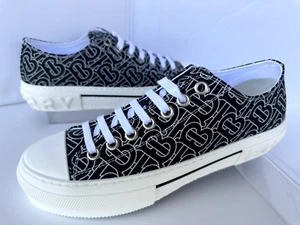 New Burberry Men's Monogram Sneakers Size 9 Tennis Shoes Black Logo - Picture 1 of 17
