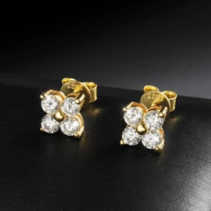 3mm D VVS1 Moissanite Stud Earrings Women 925 Sterling Silver Platinum Plated - Picture 1 of 19