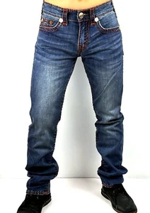True Religion Ricky Corvus Medium Wash Relaxed Straight Super T Jeans - 107536 - Picture 1 of 7