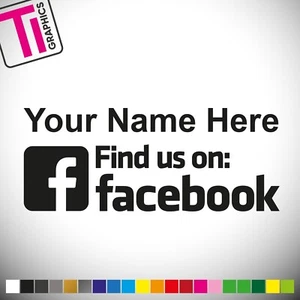 2 X FIND US ON FACEBOOK DECAL LOGO CAR VAN LAPTOP VINYL STICKER - 18cm x 7cm - Picture 1 of 4
