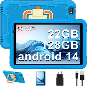 Kinder Tablet 10 Zoll Android 14, 5G WiFi | 22GB+128GB (1TB TF), 8000 mAh, Blau - Bild 1 von 7
