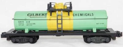 CLEAN American Flyer 910 Gilbert Chemicals Tank car diecast frame 1954 C-7+ gree - Image 1 of 4