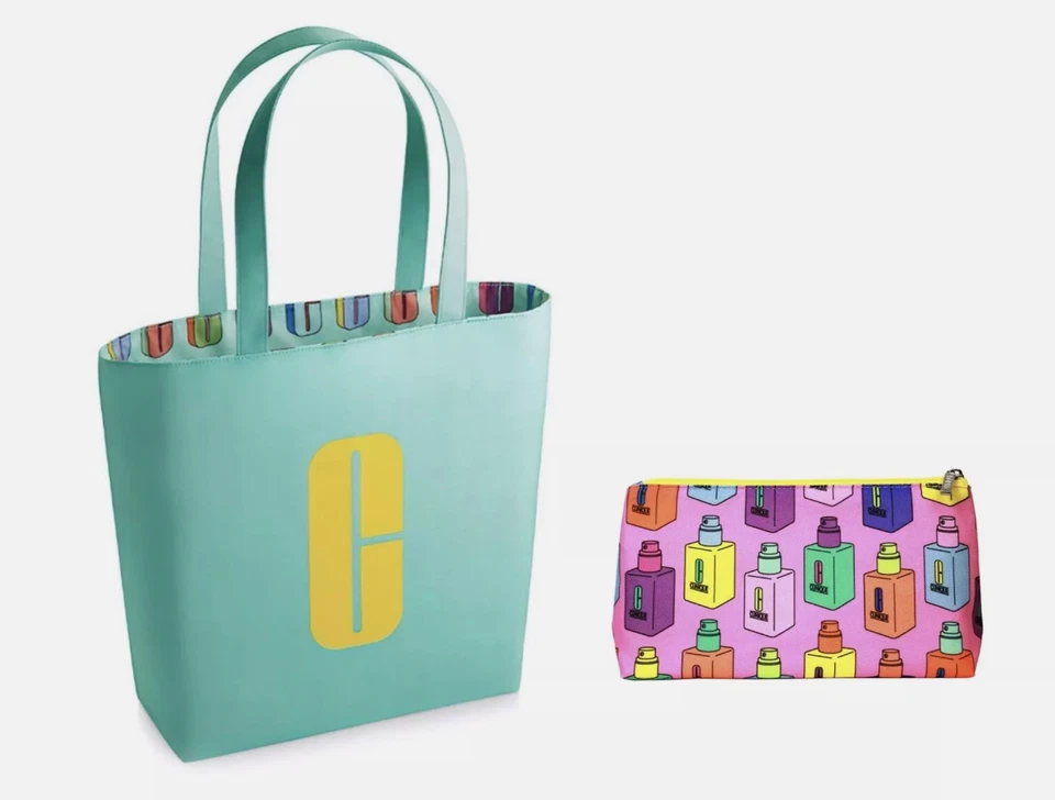 Bolso de Mano Clinique Reversible Firma con Conjunto de Bolsa de Maquillaje Coordinado ~ Tú eliges Foto 1 de 1