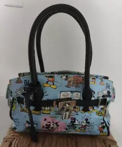 Mickey Mouse Blue Cartoon Print Double Handle Purse Handbag Disney - Picture 1 of 5