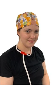 Star Wars R2D2 CP3O Medical Hat, Ponytail Nurse Scrub Cap SATIN LINED, Buttons - Picture 1 of 5
