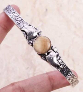Pearl 925 Silver Plated Handmade Bangle/Bracelet of Free Size - Picture 1 of 3