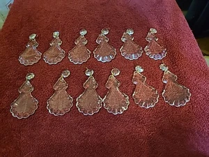 Lot Of 12 Large Fleur-de-lis Crystal Glass Chandelier Prisms - Picture 1 of 10