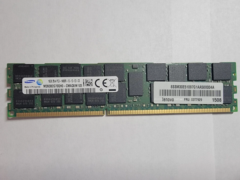 MÓDULO MEMORIA M393B2G70QH0-CMA SAMSUNG 16GB 2RX4 PC3-14900R 1.5V (1X16GB) Foto 1 de 1