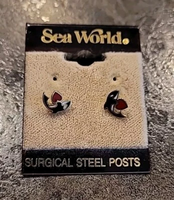 Pendientes de delfín Sea World vintage para mujer postes de acero quirúrgico Foto 1 de 2