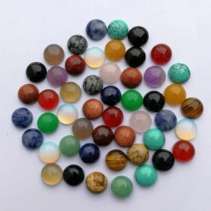 Wholesale 100pcs 10mm Natural Mixed Stone Round CAB CABOCHON Jewelry DIY - Picture 1 of 6