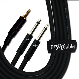 ProX XC-MYP03 3 Ft. Unbalanced 3.5mm. Mini-TRS to Dual TS-M  Audio Y Cable - Picture 1 of 4