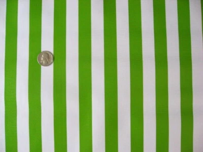 LIME GRN STRIPE VINYL OILCLOTH TABLECLOTHS DINING KITCHEN PATIO 6 SIZE 48x48-108 - Image 1 of 3