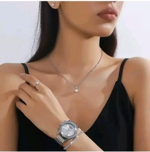6pcs/set Women's Elegant Rhinestone Quartz Watch Shiny Fashion Analog Wrist... - Picture 1 of 6