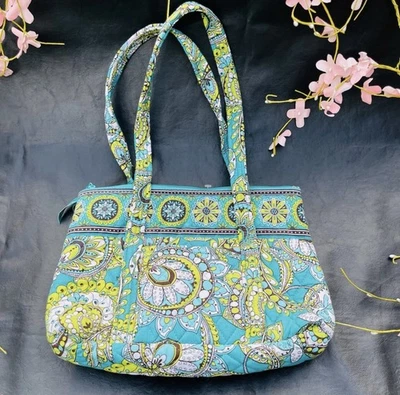 Vera Bradley Pavo Real Paisley Villager Bolso Cartera Bolso Turquesa Verde Lima Foto 1 de 4