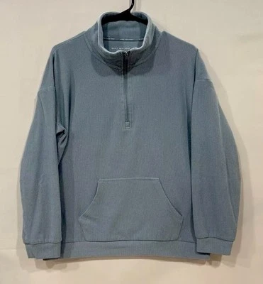 Женский пуловер Marc New York Andrew Marc Quarter на молнии M синий с ребрами из флиса - Изображение 1 из 4