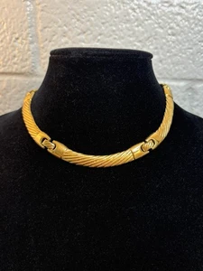 Vintage Gold Tone Monet 16” Signed Choker Necklace Costume Jewelry 50g READ - Picture 1 of 24