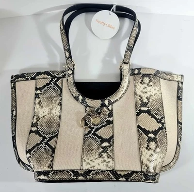 See By Chloé Goatskin and Canvas Snakeskin Tote Bag 44x28cm - Image 1 of 4