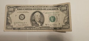 1969 Series C $100 Dollar Bill G00777015* Birthday Star Note Federal Reserve - Picture 1 of 4