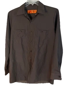 Red Kap Men's Long Sleeve Industrial Work Shirt - Medium, Chocolate Brown EUC! - Picture 1 of 6