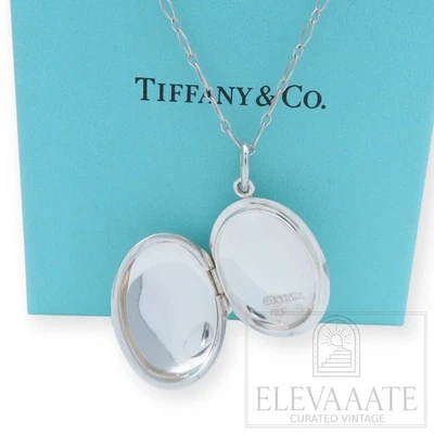 Raro Tiffany & Co. Collar de plata medallón ovalado SV925 estuche para pastillas TO133 Foto 1 de 4
