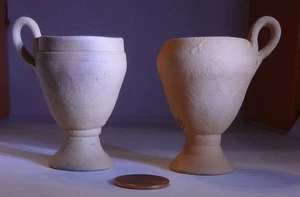 2 Vintage 1:12 Vases (or mugs) Terracotta Clay Unglazed Handmade Mexican - Picture 1 of 4