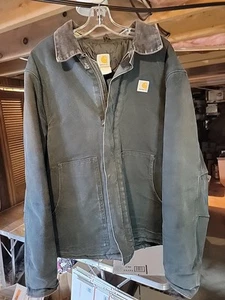 VTG MINT Carhartt Jacket Black Arctic Quilt Lined Distressed J02BLK Men's 2XL - Picture 1 of 14