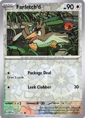 Farfetch'd 083/165 - REVERSE HOLO - SV: Scarlet & Violet 151 - NM - Image 1 of 2