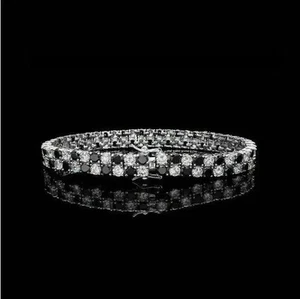 14K Weißgold plattiert 5Ct rund Lab Created schwarzer Diamant Herren Tennis Armband - Bild 1 von 3