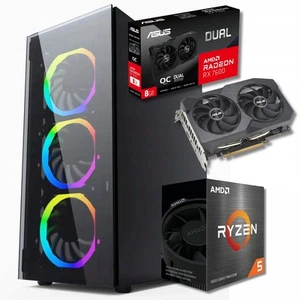 BSG Raptor Gaming-Computer Ryzen 5 5600 32GB DDR4 1TB SSD RX 7600 Win11 - Afbeelding 1 van 12