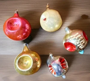 Set of 5 Christmas tree decorations, Soviet Christmas tree decorations. Balls. - Picture 1 of 8