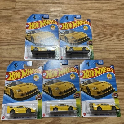 Hot Wheels Mainline A Case Ferrari F40 Competizione Yellow #198 lot of 5 - Image 1 of 2
