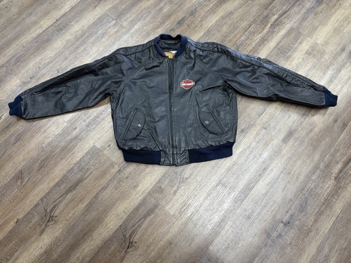 ハーレーダビッドソン　leather bomber jacket 牛革 Harley Davidson Men's Leather Motorcycle Bomber Jacket Size