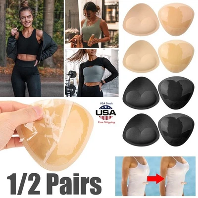 1/2Pairs Double-Sided Adhesive Pads Sticky Bikini Padding Inserts for Sports Bra - Image 1 of 4