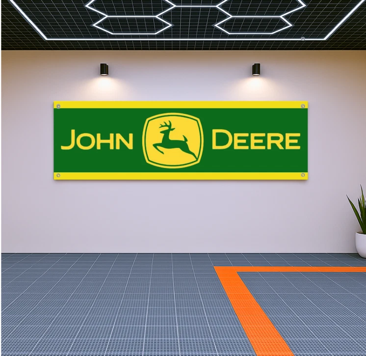 John Deere Flag Banner 71x24" – Garage, Farm, or Man Cave Wall Decor - Image 1 of 1