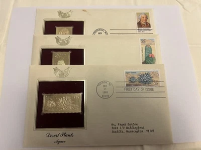 1981 Vintage First Day of Issue 24Kt Gold Replica Stamps ~ Lot of 3 - Image 1 of 4
