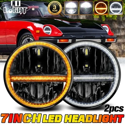 DOT PAIR 7'' LED Headlights&Turn Signal+DRL Halo For Datsun 280ZX/240Z/260Z/280Z - Image 1 of 4